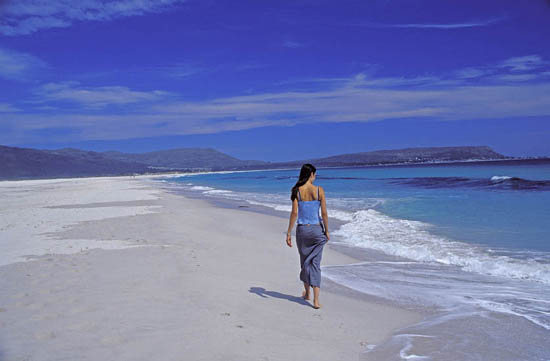 Model walking on Noordhoek Beach